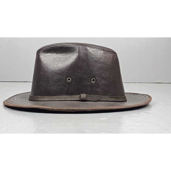 Henschel Leather Hat Mens XL. USA Made Brown Western Indiana Jones St. Louis MO. - Picture 1 of 7